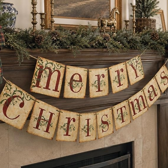 Vintage Merry Christmas Banner