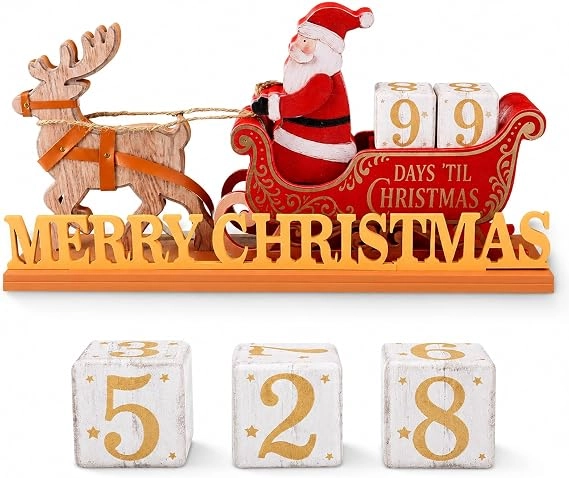 Santa Claus Wooden Christmas Countdown Calendar – 99 Days