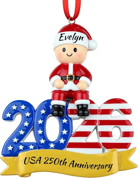 2026 Patriotic Christmas Ornament – DIY Name Keepsake